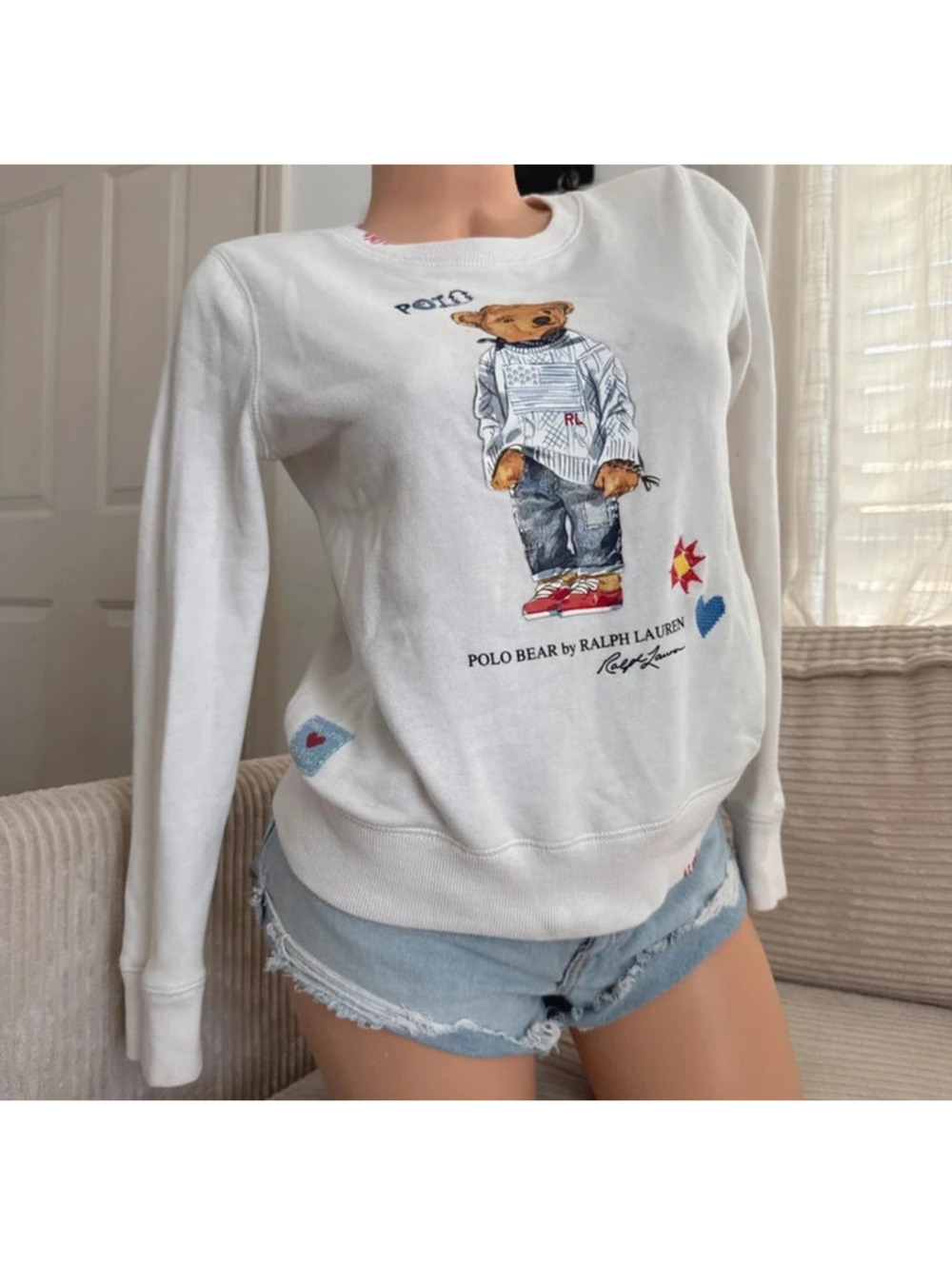 Polo Ralph Lauren iconic polo bear Girls white sweatshirt sweater top
